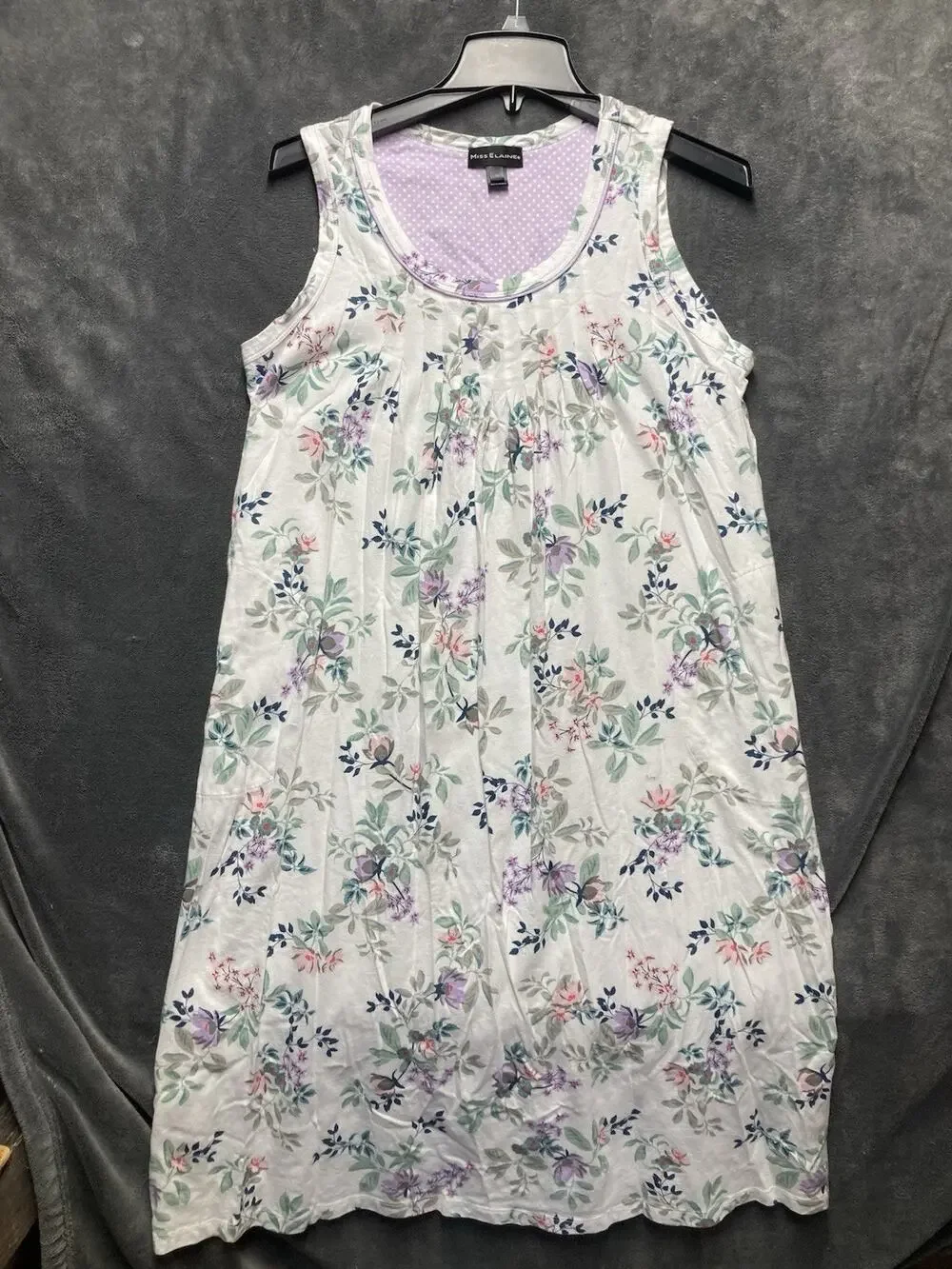 Miss Elaine VTG Style Nightgown M Floral Smocked Cottagecore Gmacore Sleepwear